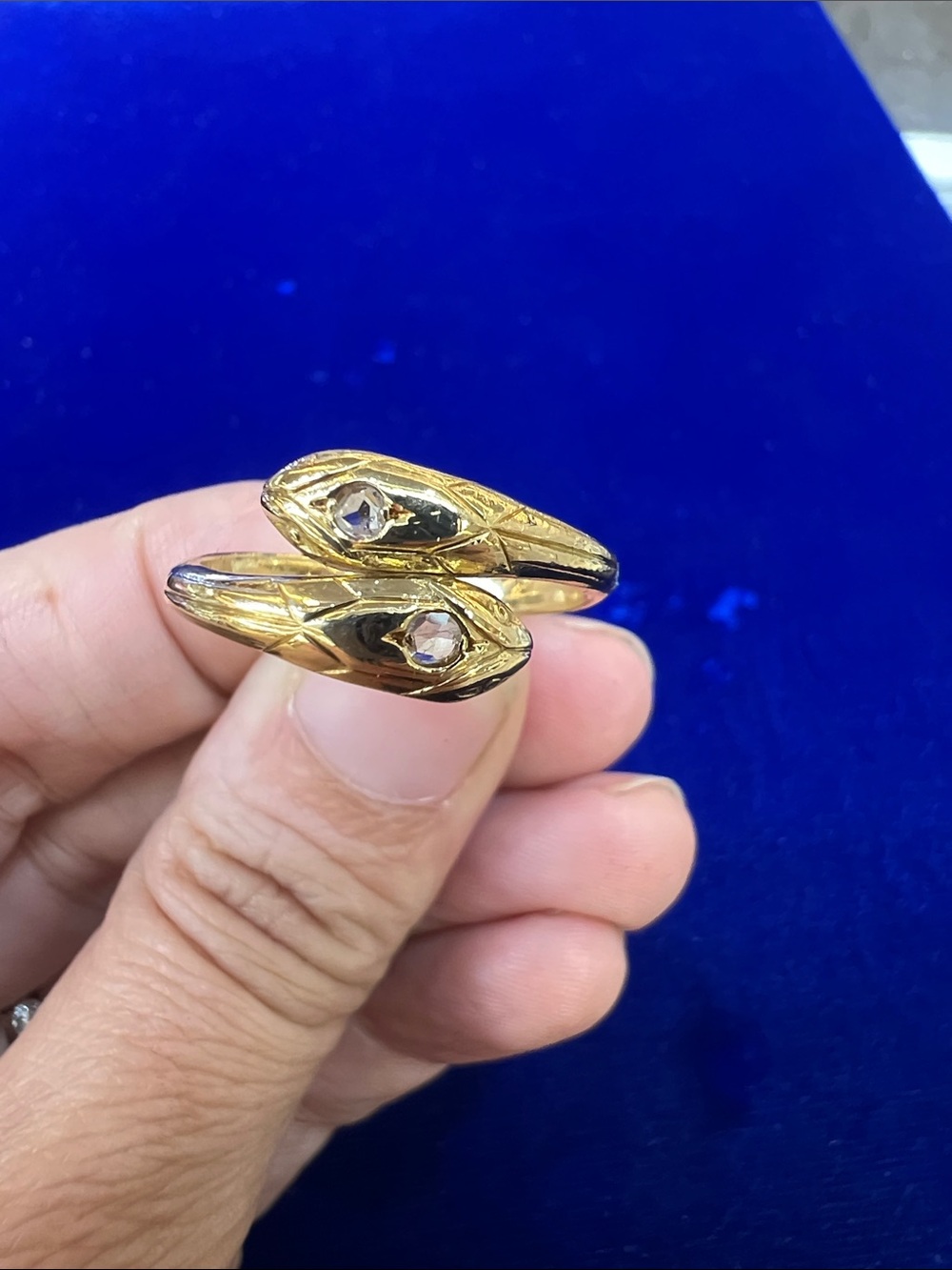 14k yellow Gold Snake Motif Adjustable Ring - Women Jewelry